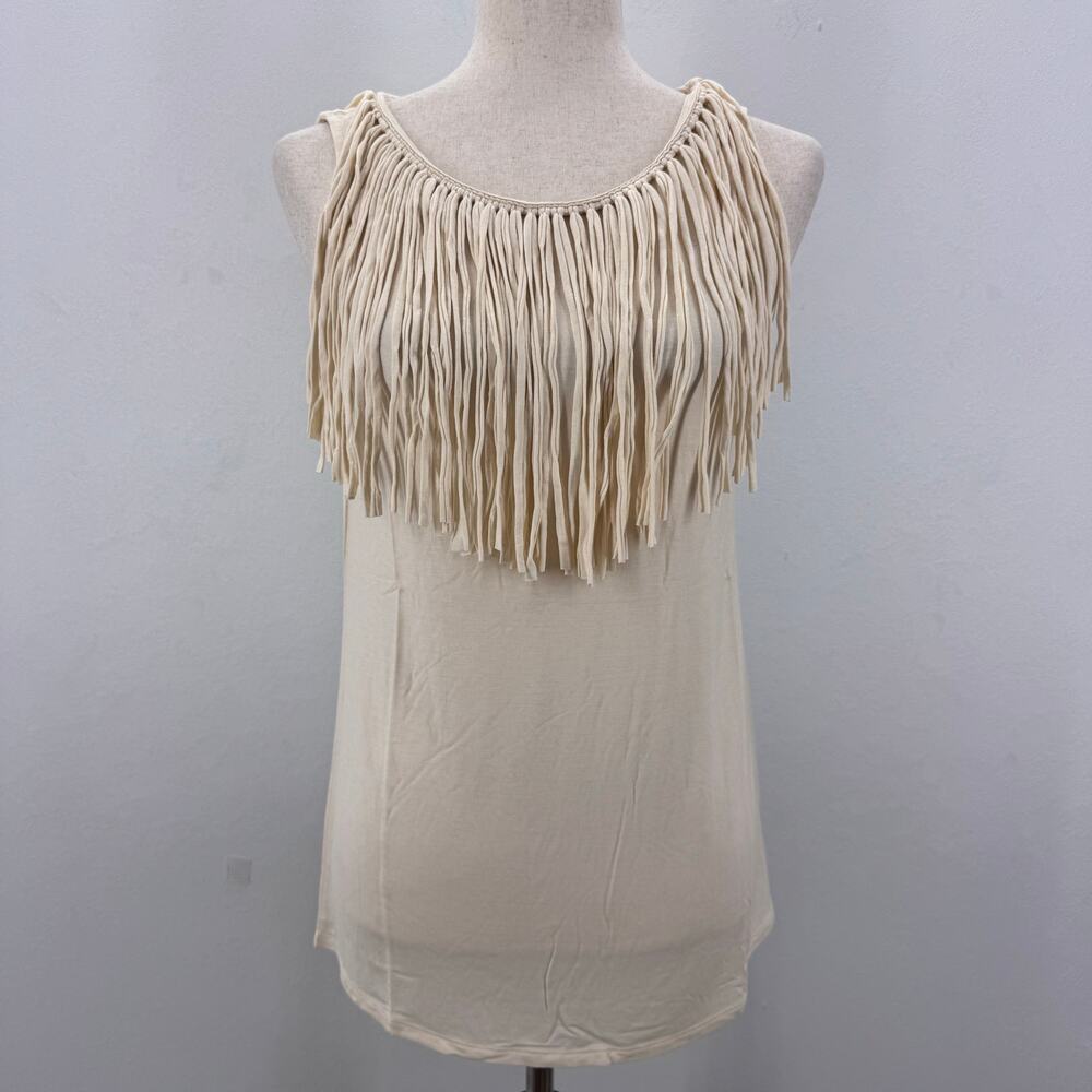 NWT GREY STATE Women's Soleil Tank Top Fringe Festival Boho Rodeo sz 2/M Ivory